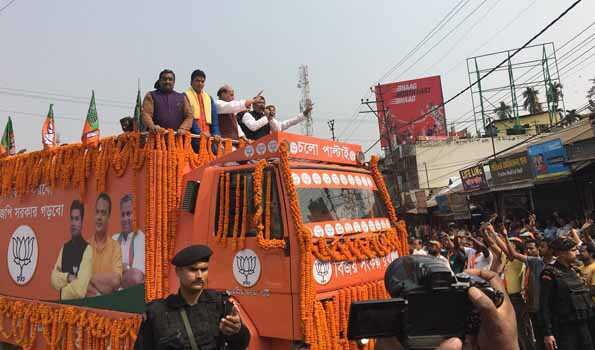 Rajnath Singhs Roadshow in Tripura